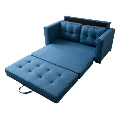 China Foldable Pocket Springs Style Linen Fabric Small Space Fold Out Loveseat Sofa Bed for sale