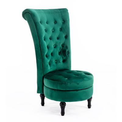 China High Storage Rose Retro Button Tufted Royal Design Armless Back Chair with Solid Wood Storage and Legs for sale