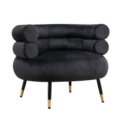 China Black Metal Legs Metal Legs Accent Fabric Living Room Black Rotating Gold Frame Around Tube Back Chair for sale