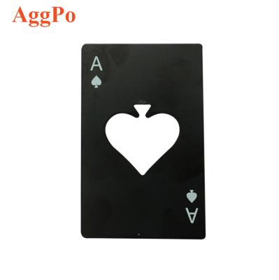 China Credit Card Size Ace of Spades Poker Shaped Bottle Opener, Stainless Steel Credit Card Size Beer Bottle Cap Openers for sale