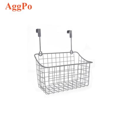 China Sustainable metal hanging basket, kitchen storage baskets with hooks for closet door, with large capacity several color for option for sale