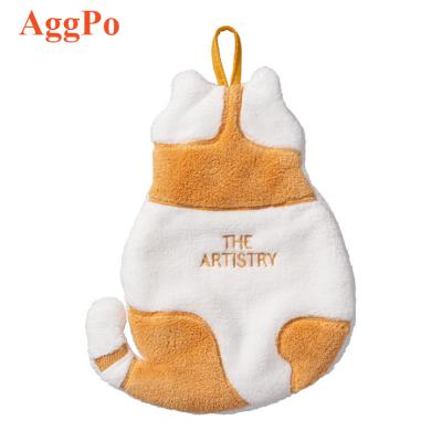 China Coral Fleece Hand Towels Cute QUICK DRY For Bathroom Kitchen Towel Fingertip Decorative Hanging Absorbent Soft Towels For Kitchen for sale