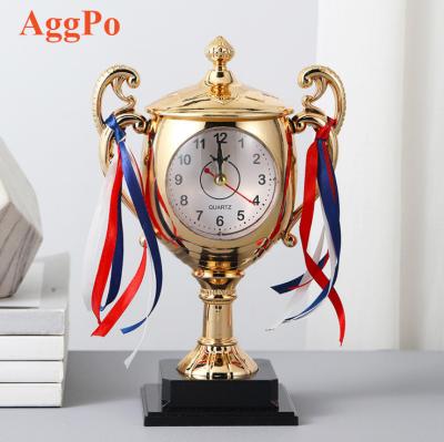 China Antique Style Gold Cup Award Trophy Clock for Kids, Bedside Alarm Clock for Trophy Awards and Party Celebrations for sale