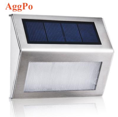 China Solar Powered Outdoor Solar Yard Lamp Square Wall Corner LED Wall Square Lamp Stainless Steel Stair Step Night Light for sale