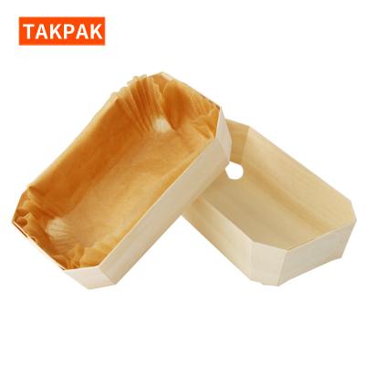 China Disposable Poplar Wood Pizza Tray Baking Bread Box Bread Bowl Basket For Bread Container Mold for sale