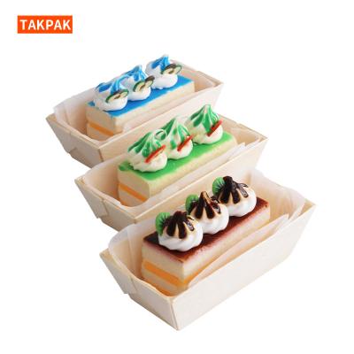 China Disposable Wooden Bread Trays Cake Molds Bakery Disposable Wooden Baking Tray for sale