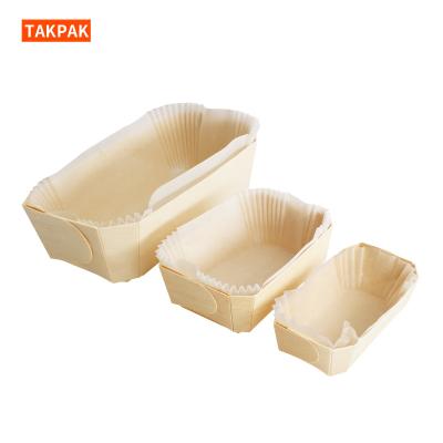 China Disposable Biodegradable Non-fiction Paper Cake Cup Mold Food Grade Bread Baking Oil-proof Wooden Mold for sale