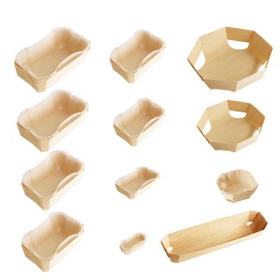 China Disposable Biodegradable Disposable Bakery Baking Bread Filters Tray Bread Basket Cake Loaf Buns Suppliers Wooden Bakeware Making Mold Bake for sale