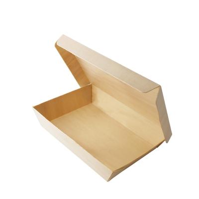 China Japanese Biodegradable Wooden Takeout Box Dessert Sushi Container Food Tiffin Wood Bowl with Lid for sale