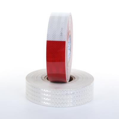 China Tearable High Visibility Red And White PET Reflective Tape For Truck , Vehicles for sale