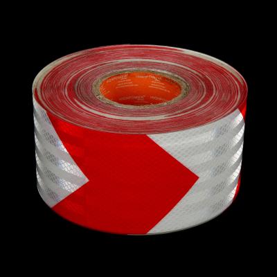 China Untearable 4in x 50FT Red and White Reflective Safety Arrow Evidence Warning Device for Vehicles Markings Sign for sale