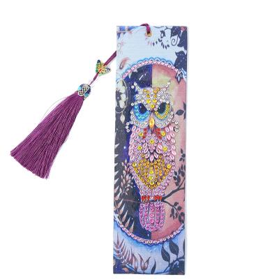 China Special Shaped Chinese Traditional 5D Diamond Painting Bookmarks Animal Leather Tassel Bookmark DIY Diamond Arts Craft For Birthday gift to friend for sale