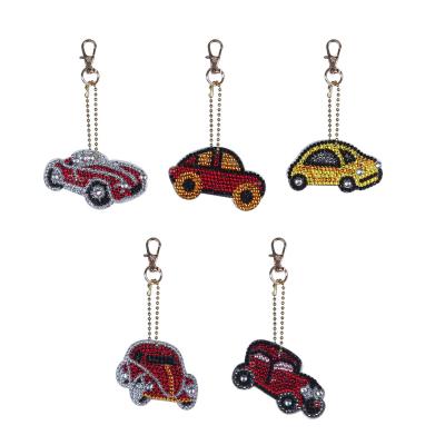 China Special Shaped Drill Diamond Painting Keychain Kits Traditional Chinese DIY Car 5pcs Full Diamond Painting Cross Stitch Keychain for sale