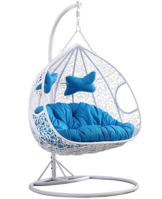 China PE Rattan Water Swing Chair Wicker Chair Double Seat Egg Shaped Outdoor Indoor Modern Drop Shaped Hanging Chair for sale