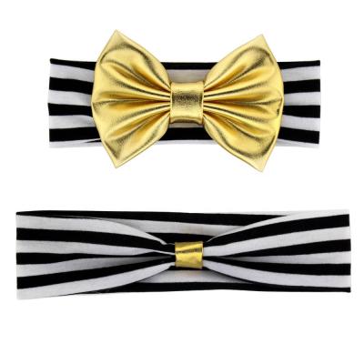 China Fashion Custom Wholesale The Latest Gold Metallic Bow Mommy And Me Headband Mommy And Baby Products for sale