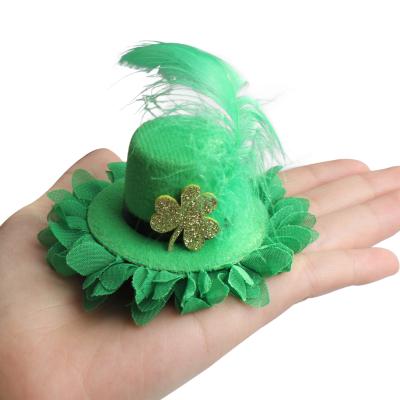 China 2021 Handmade DIY Hair Accessories New Arrival European St Patrick's Festival Feather Hat Hair Clip Hair Accessories For Girl Headwear Barrette for sale