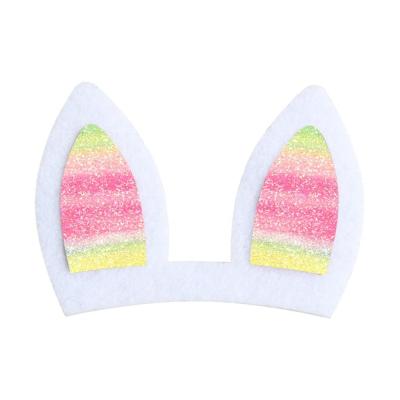 China Chic 2019 Fashion Kids Girl Easter Bunny Ears Glitter Felt Fabric Padded Bunny Ear DIY Hair Accessories Headwear Headband Ear for sale