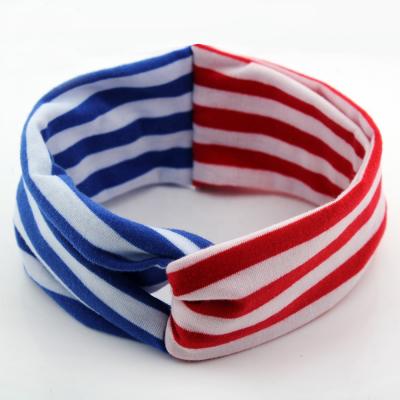 China 4th of July Children Independence Day Baby High Quality Handmade Elastic Headband Acrylic Soft Criss-Cross Hairband Soft Kids Hair Accessories for sale