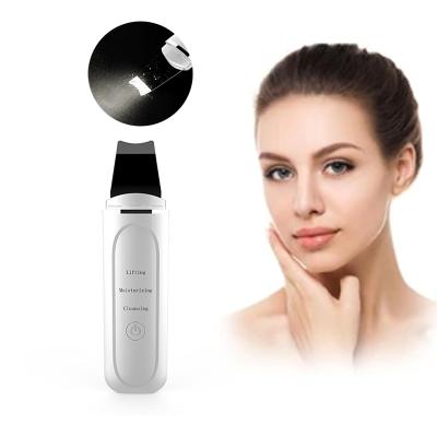 China 2021 Best USB Ultrasonic Exfoliator Beauty Machine DEEP CLEANING Ultrasonic Skin Scrubber 2021 Female Portable Handheld White Face Care for sale