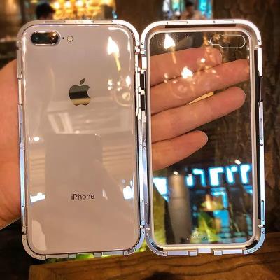 China Fashionable Magnetic Phone Case For iPhone 11 X XR Xs 8 7 6S Max 6 plus 5 Clear Se 5S Tempered Glass Case Fashion Back Cover Cases for sale