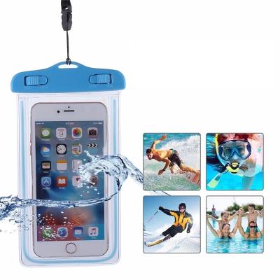 China Simplicity Universal Premium PVC Phone Case Cover Water Proof Bottom Water Luminous Waterproof Bag For iPhone For Android for sale