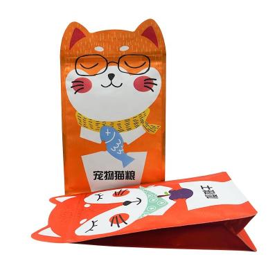 China Moisture Proof customised logo printed private label cat luxury flat bottom pet food packaging bag for sale