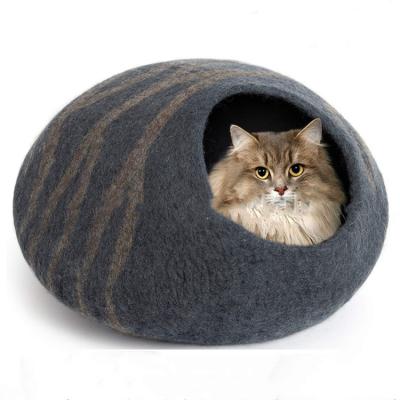 China Travel Customized Wholesale Hot Sale Indoor Round Felt Cat Pet Nest Beds for sale