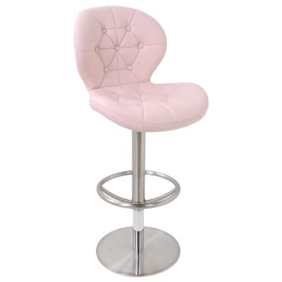 China Modern PU Bar Stool Top Modern Pink Revolving Bar Stool With Backrest Stainless Steel Bar Chair for sale