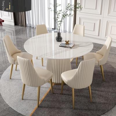 China Other Designer Luxury Turntable Turning Slab Round Lightweight Luxury Dining Table Rock Household Size Nordic Simple Combination for sale