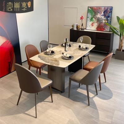 China Other Italian high end luxury small modernmple apartment rectangular luxury dining room table light rectangular stone slab rock marble for sale