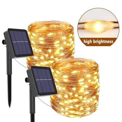 China Outdoor Waterproof Xmas Garden Street Patio Garland Copper Wire Light For 8 Modes Solar Christmas String Fairy Light 5M 10m LED for sale