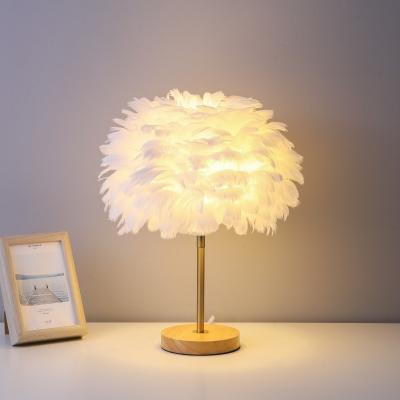 China Modern Wooden Feather Table Lamp Desk Lamp DIY Gift Shinning Wooden Decor For Wedding Girl's Bedroom Living Room Hotel for sale