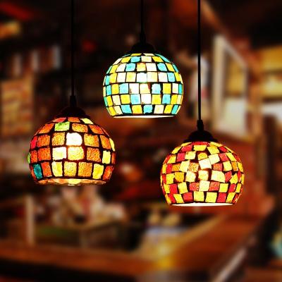 China Postmodern E27 Led Hotel Bar Stained Glass Turkish Restaurant Bedroom Lamps Mosaic Decor Morocco Pendant Lamp Hanging Lights for sale