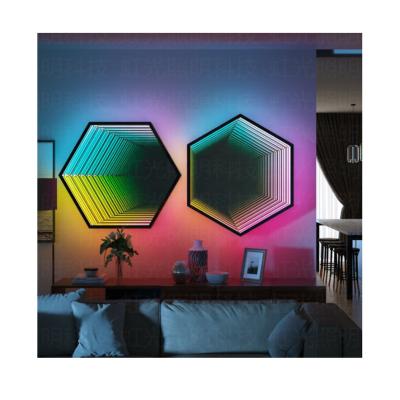 China Support Customized Customization Geometric Magic Mirror LED RGB 3D Wall Lamp Infinite Color Changing For Home Decoration Atmosphere Light for sale