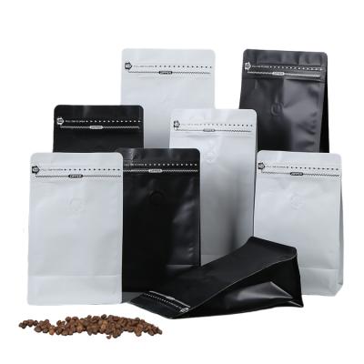 China Hot Sale Moisture Proof Custom Printed Flat Bottom 1kg 8oz Matt Black Aluminum Foil Plastic 12oz 5lb Coffee Bags for sale