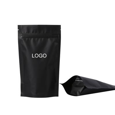 China Disposable Aluminum Foil Stand Up Foods Black Plastic Custom Packaging Zip Lock Bag With Logo for sale