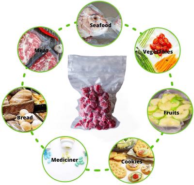 China Food Custom Frozen Food Textured Freezer Storage Quality Food Plastic Sealer Embossed Vacuum Bag for sale