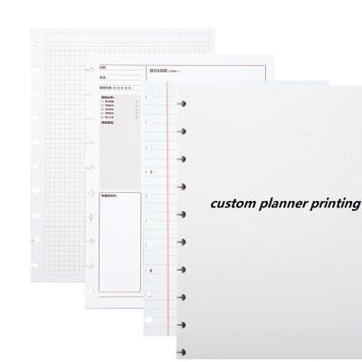 China Refill Paper Custom Planner Printing Disc B5 Bind Punched Holes Refill Paper 60 Sheets For Planner And Student Notebook for sale