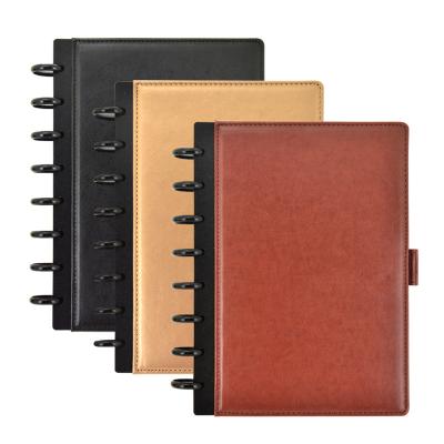 China Custom business style faux leather discbinding PU leather hard cover A5 WITH BUCKLE leather notebook for sale