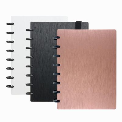 China Custom disc limit RINGNOTE A5 black hardcover cutte logo disc bind notebook for sale