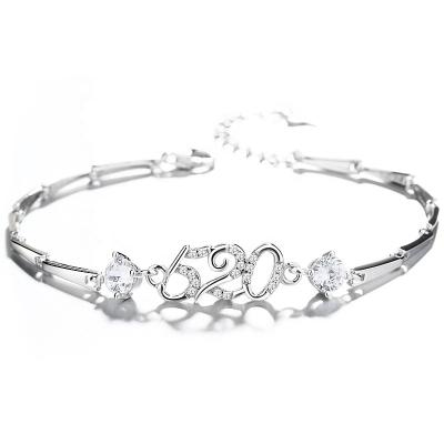 China Romantic 520 s925 diamond sterling silver romantic set send lover fashion bracelet for sale