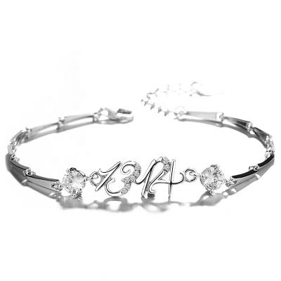 China Romantic S925 1314 Sterling Silver With Diamonds Hand Jewelry Ladies Fashion Simple Bracelet for sale