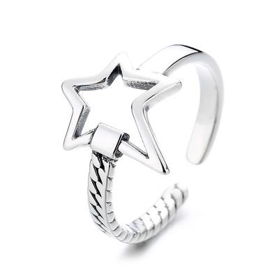 China FASHIONABLE Star Pentagon Thai Silver Open Chain Vintage S925 Open Ring for sale