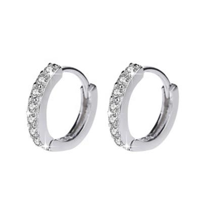 China FASHIONABLE S925 Silver Single Row Diamond Simple Circle Light Weight Luxury Stud Earrings for sale