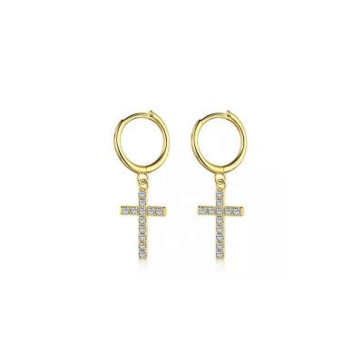 China FASHIONABLE Europe and the United States popular S925 silver cross with diamond earrings casual style earrings new for sale