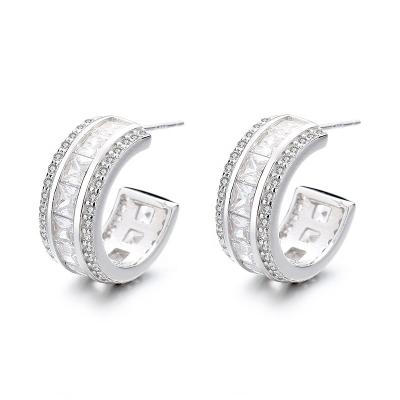 China New Trendy Fashion Half Moon Bow S925 Silver Full Of Diamonds Set Zirconia Jewelry Earrings for sale