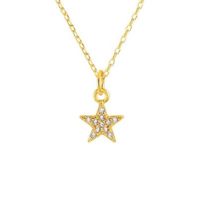 China FASHIONABLE S925 Border Hot Sale Silvery Full Of Diamonds Star Pentagon Creative Personality Girls Necklace for sale