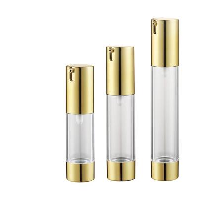 China Luxury 10ML15ML20ML30ML Gold Cosmetic Bottle Lotion Airless Bottle Pressed Transparent Body Cosmetics Diameter 26 Gold Plastic Aluminum for sale