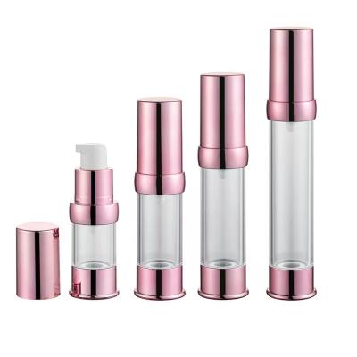 China 10ML15ML20ML30ML Cosmetic Bottle 10ML15ML20ML30ML Transparent Body Rose Clear Body Cosmetics Plastic Airless Silvery Bottle Eye Cream Cap Lotion Bottle Customized for sale