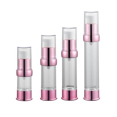 China 10ML15ML20ML30ML Cosmetic Bottle 10ML15ML20ML30ML Transparent Body Rose Clear Body Cosmetics Plastic Airless Silvery Bottle Eye Cream Cap Lotion Bottle Customized for sale